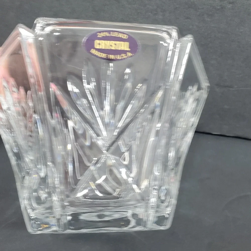 Unbranded 24% Lead Crystal‎ Bowl  6in Clear Hexagonal Cut Glass Trinket USA